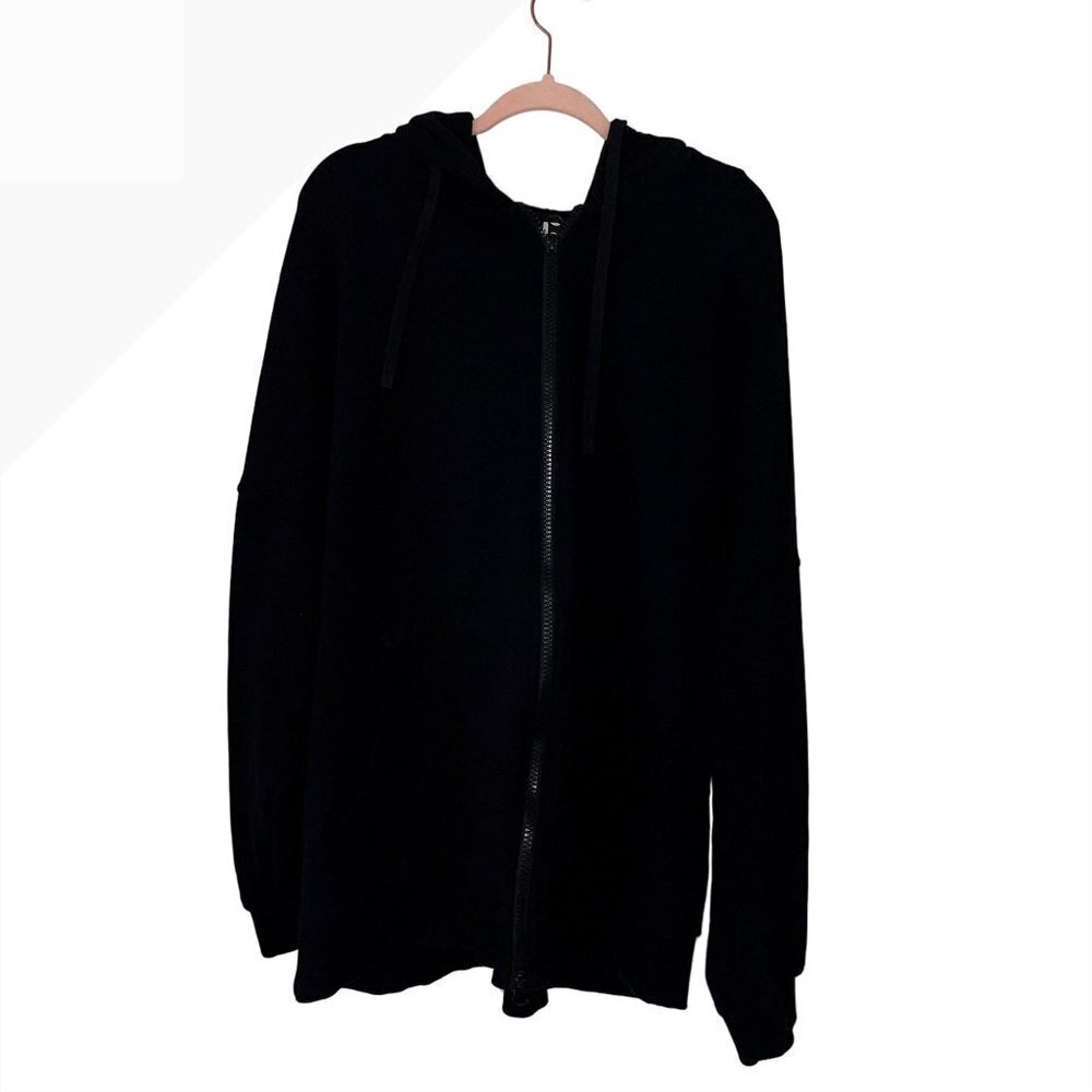 Nap Womens Hooded Jacket Size XL Black Oversized Cotton Tencel Blend Full Zip